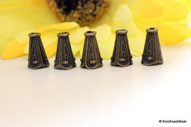 5 x Bronze Tone Conical Spacer Beads/Charms 7mmx12mm